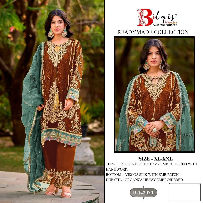 Bilqis B 142 A1 To D1 Readymade Georgette Pakistani Salwar Kameez