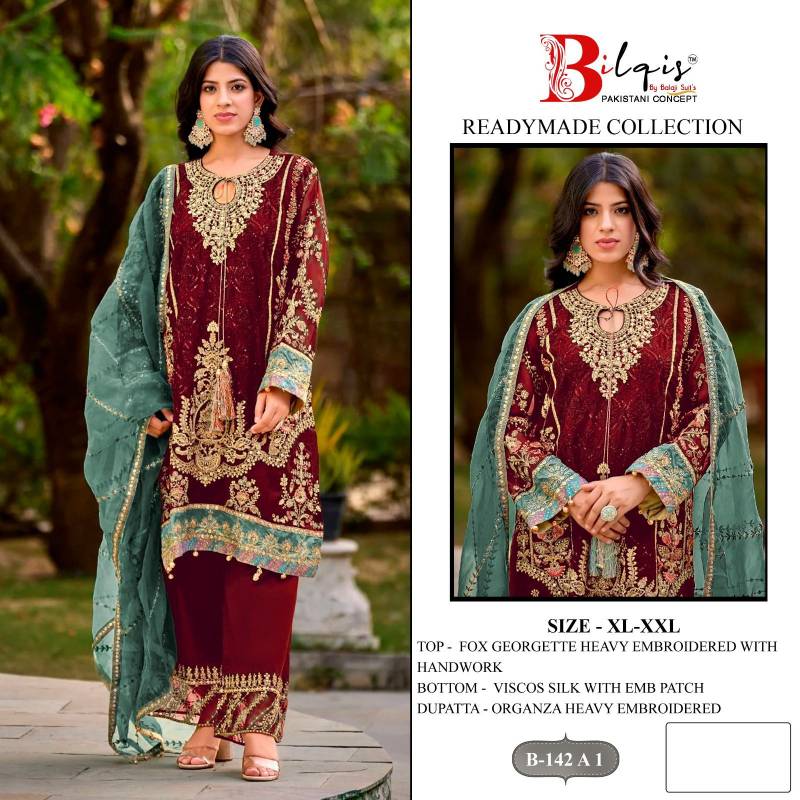 Bilqis B 142 A1 To D1 Readymade Georgette Pakistani Salwar Kameez