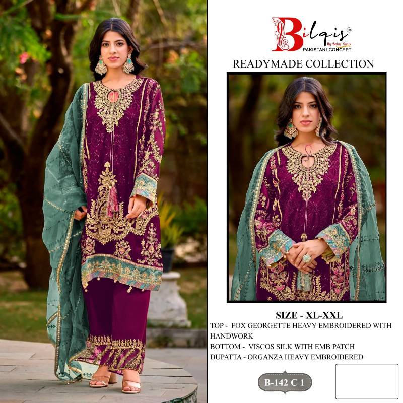 Bilqis B 142 A1 To D1 Readymade Georgette Pakistani Salwar Kameez