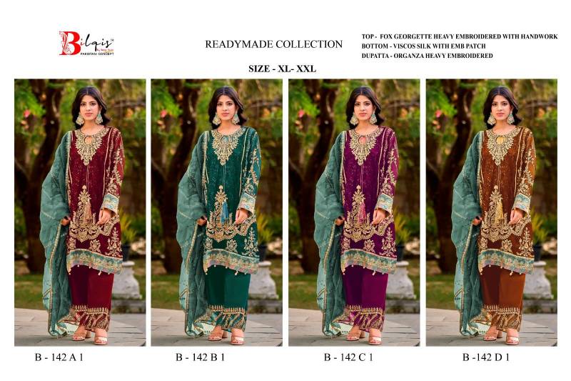 Bilqis B 142 A1 To D1 Readymade Georgette Pakistani Salwar Kameez
