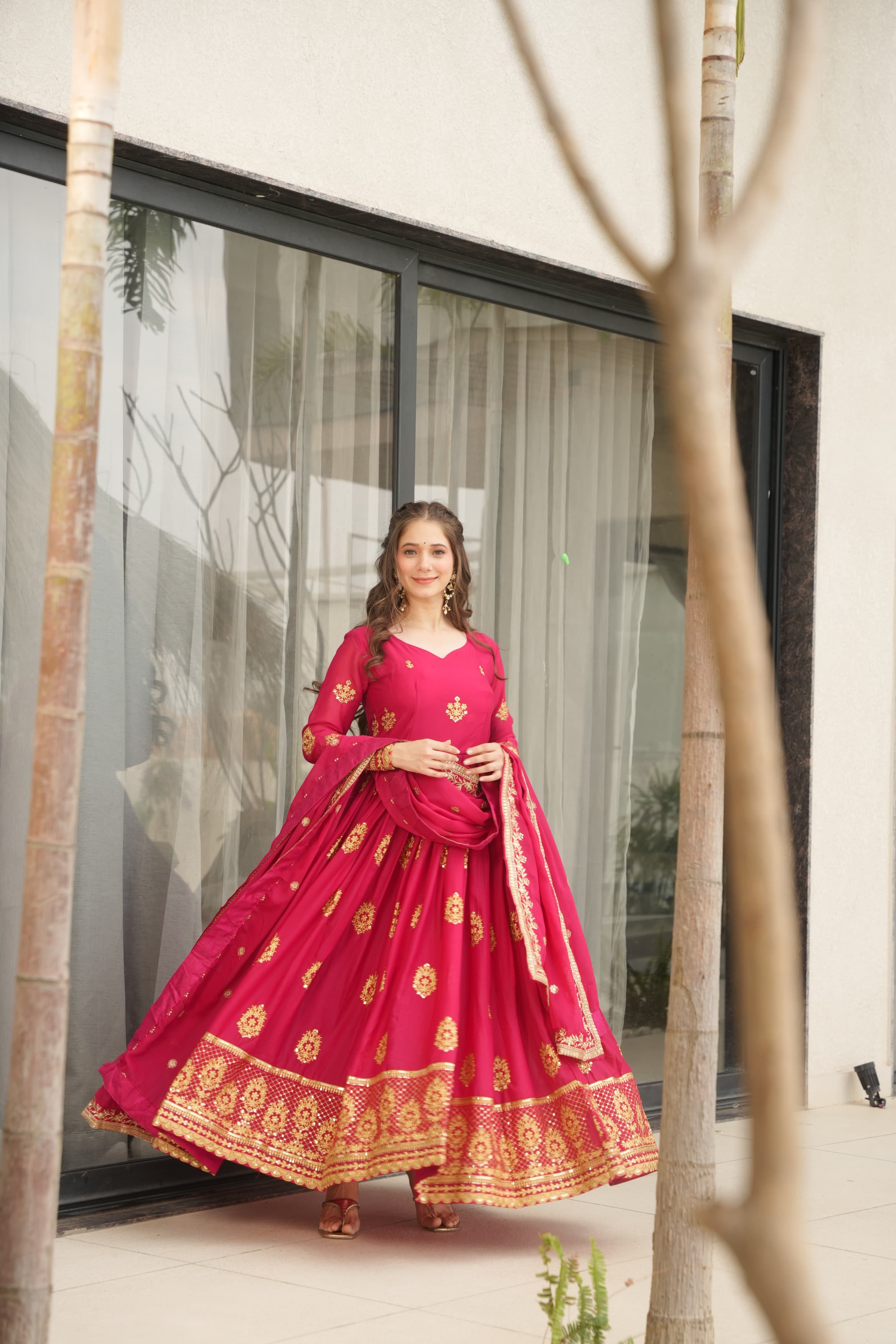 Lekha KA 1164 Star Georgette Zari Embroidery Gown Collection