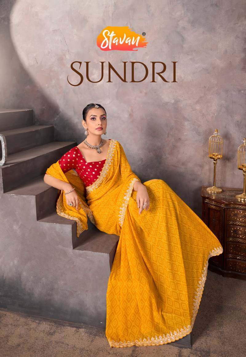 Stavan Sundri Soft Georgette Embroidery Border Saree Collection