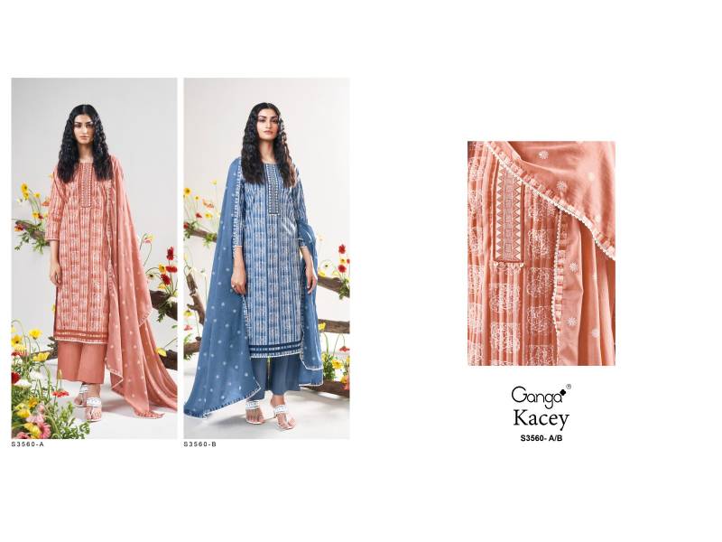 Ganga Kacey Cotton Printed Embroidered Salwar Suit Collection