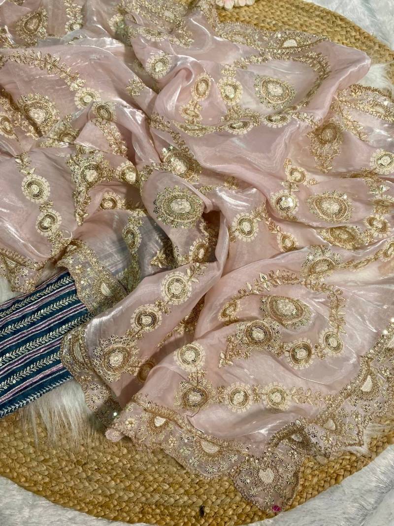 Vt 6032 Beautiful Organza Embroidered Party Wear Saree Collection