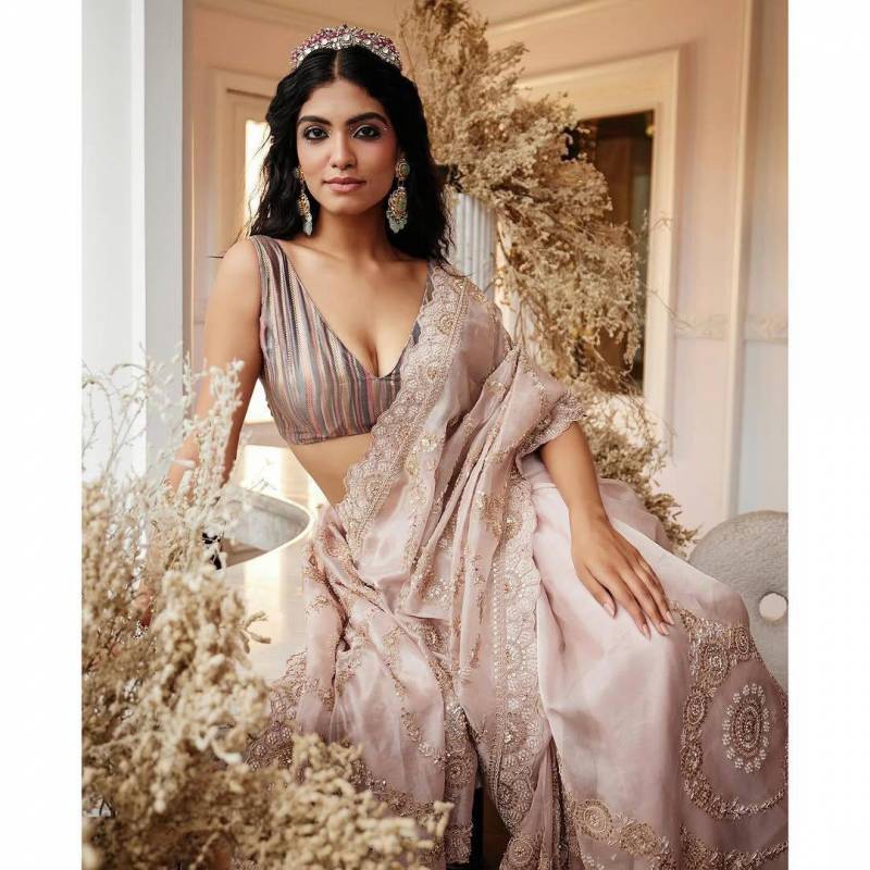 Vt 6032 Beautiful Organza Embroidered Party Wear Saree Collection