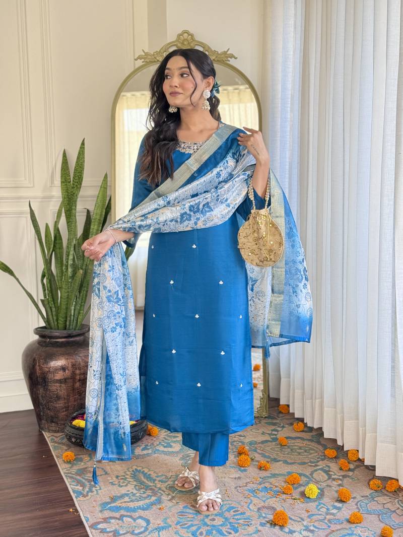 Ms Gopi Roman Silk Kurti Bottom With Dupatta