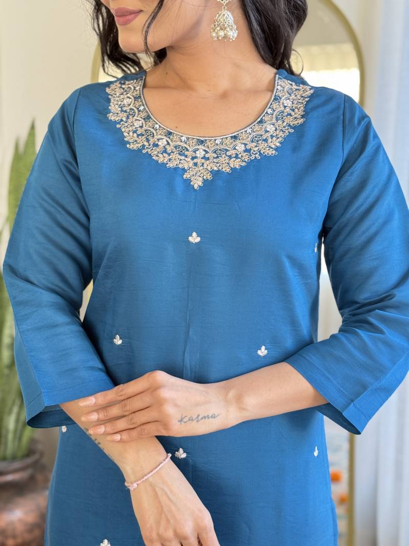 Ms Gopi Roman Silk Kurti Bottom With Dupatta