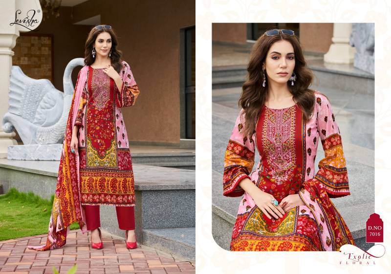 Levisha Mehnaaz Cotton Dupatta Printed Dress Material Collection