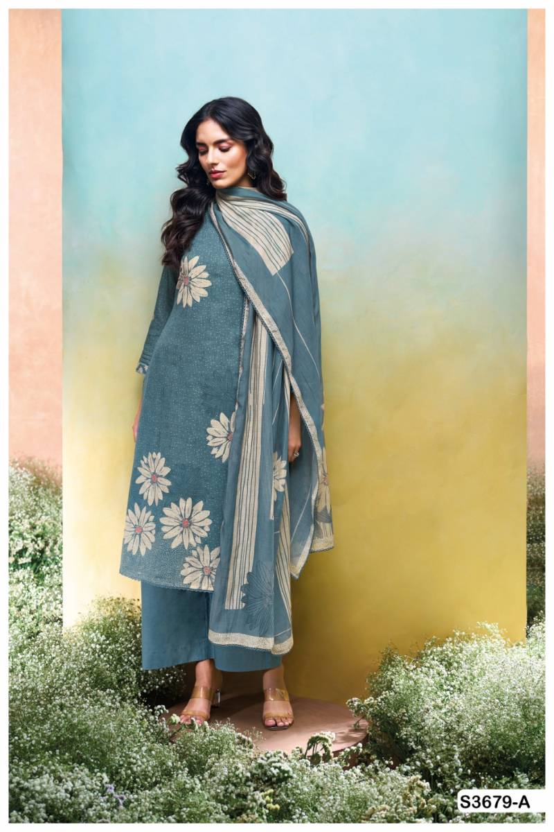 Ganga Kalani Cotton Linen Printed Embroidered Salwar Suit