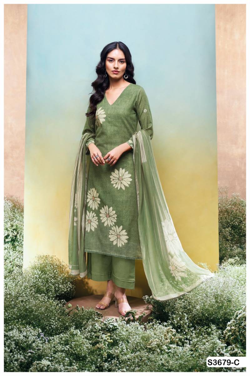 Ganga Kalani Cotton Linen Printed Embroidered Salwar Suit