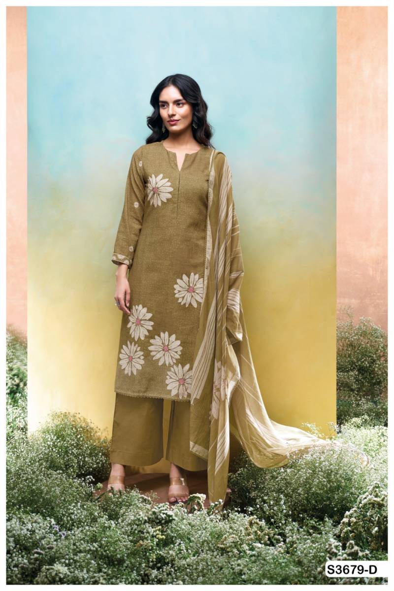 Ganga Kalani Cotton Linen Printed Embroidered Salwar Suit