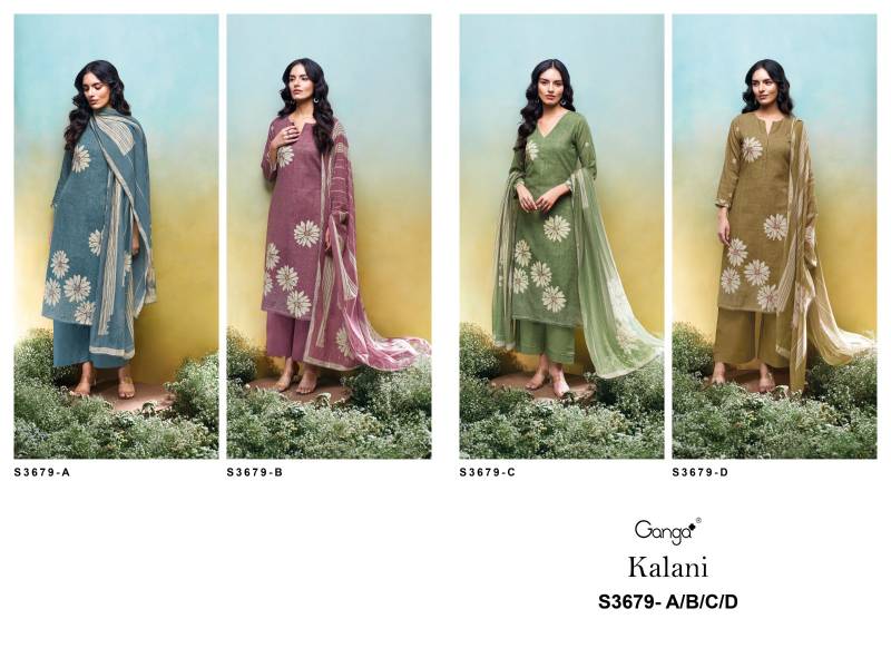 Ganga Kalani Cotton Linen Printed Embroidered Salwar Suit