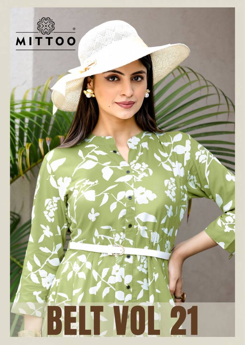 Mittoo Belt Vol 21 Rayon Printed Fancy Kurti Collection