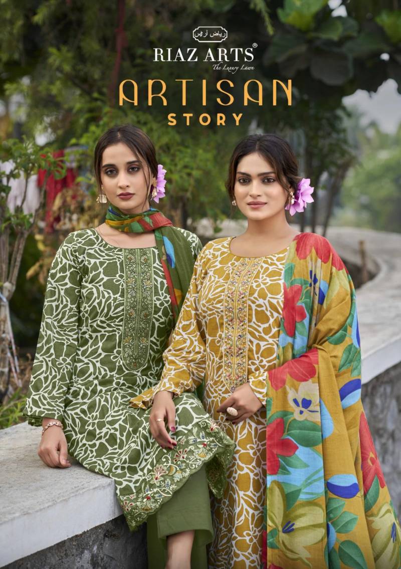 Riaz Arts Artisan Story Lawn Digital Printed Dress Material Collection