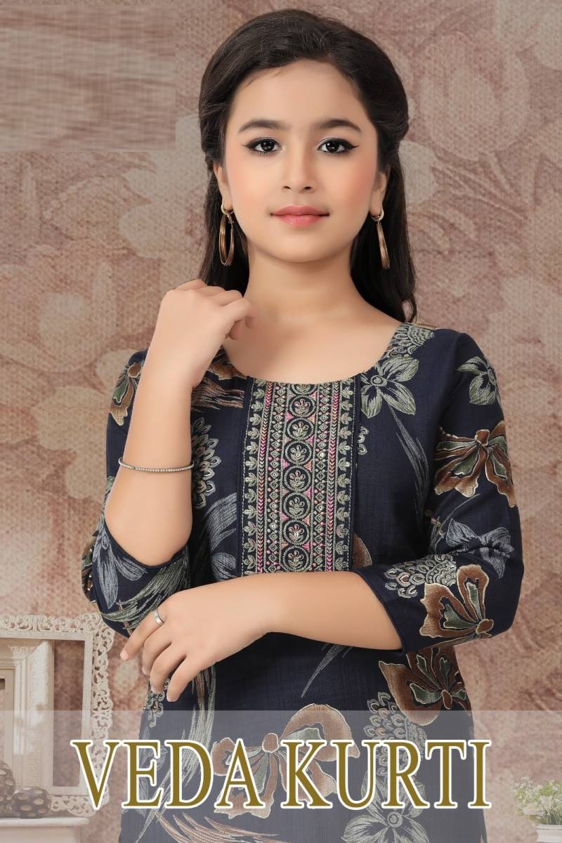 Veda Kurti 9037 Vatican Printed Kids Kurti Collection