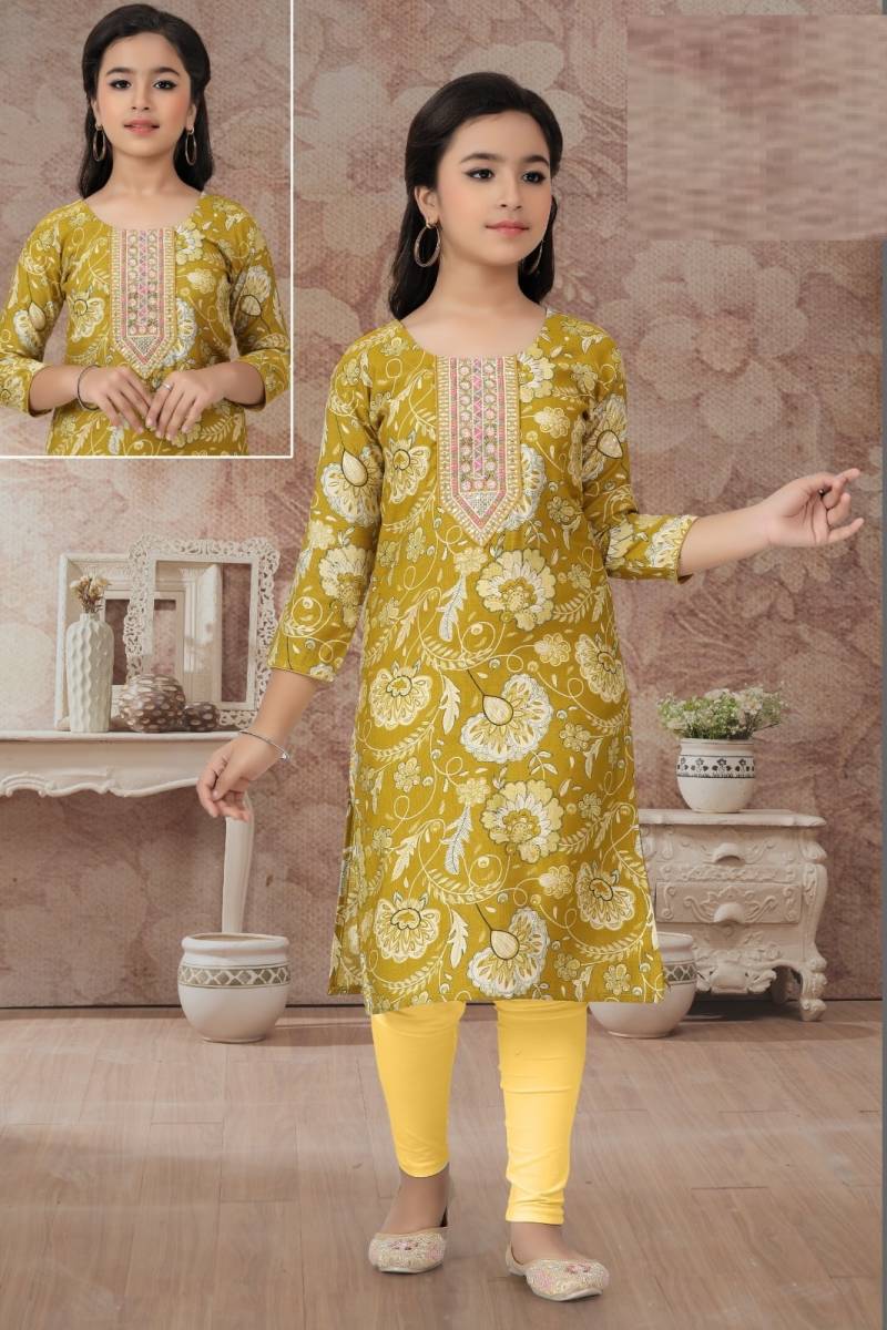 Veda Kurti 9037 Vatican Printed Kids Kurti Collection