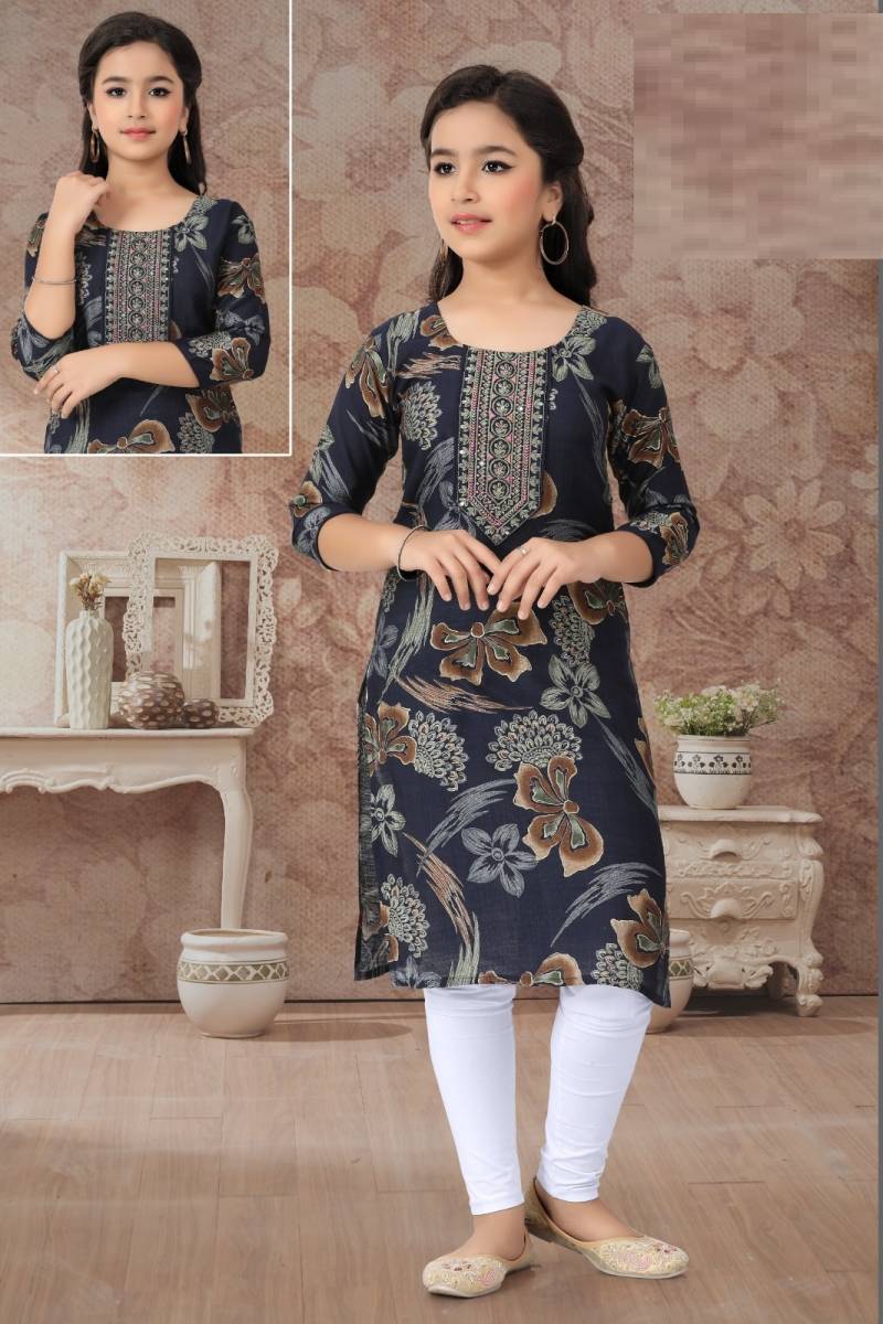 Veda Kurti 9037 Vatican Printed Kids Kurti Collection