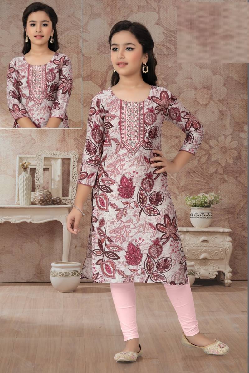 Veda Kurti 9037 Vatican Printed Kids Kurti Collection