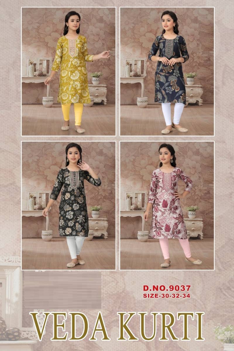 Veda Kurti 9037 Vatican Printed Kids Kurti Collection