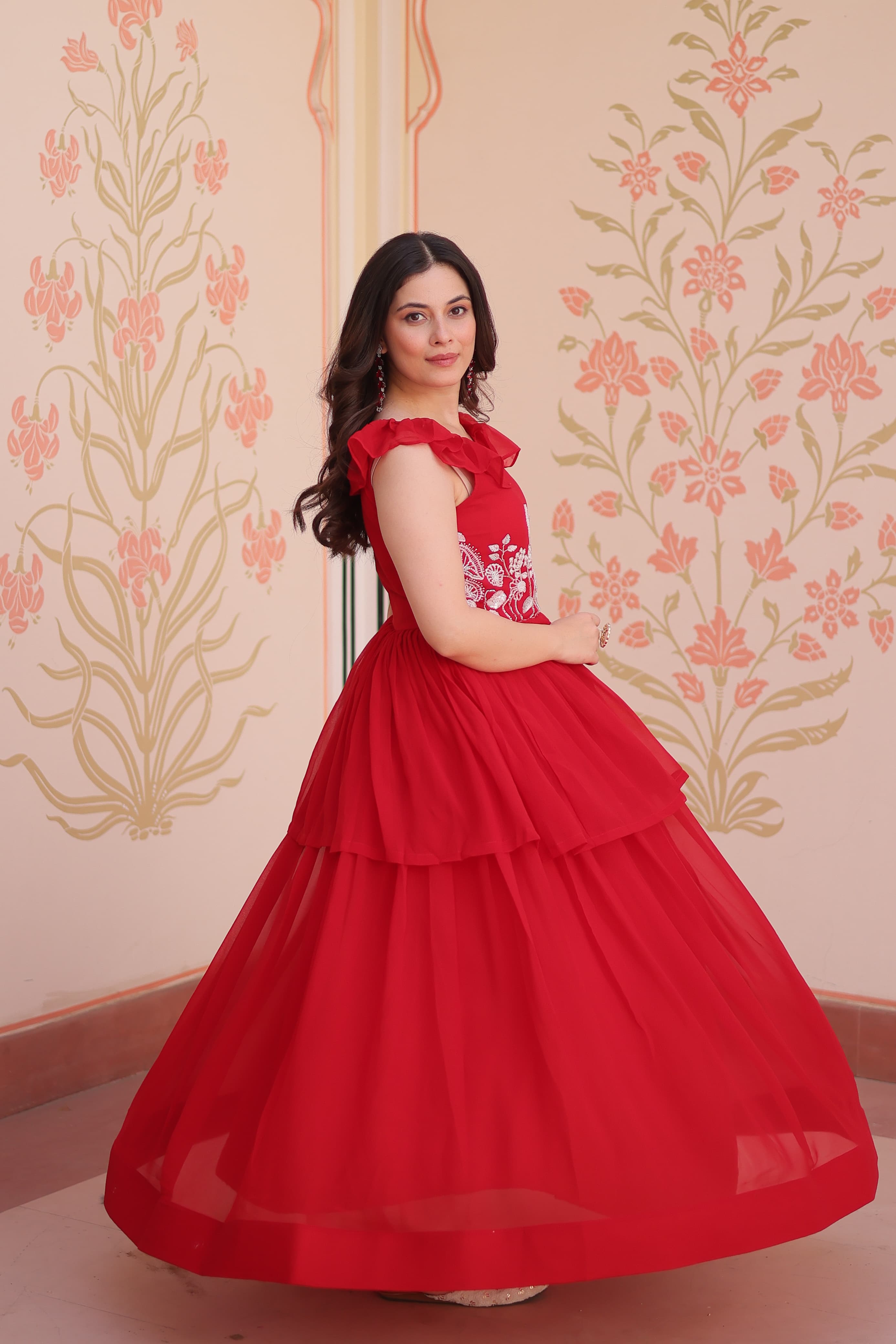 Lekha KA 1175 Faux Blooming Embroidered Peplum Style Gown Collection