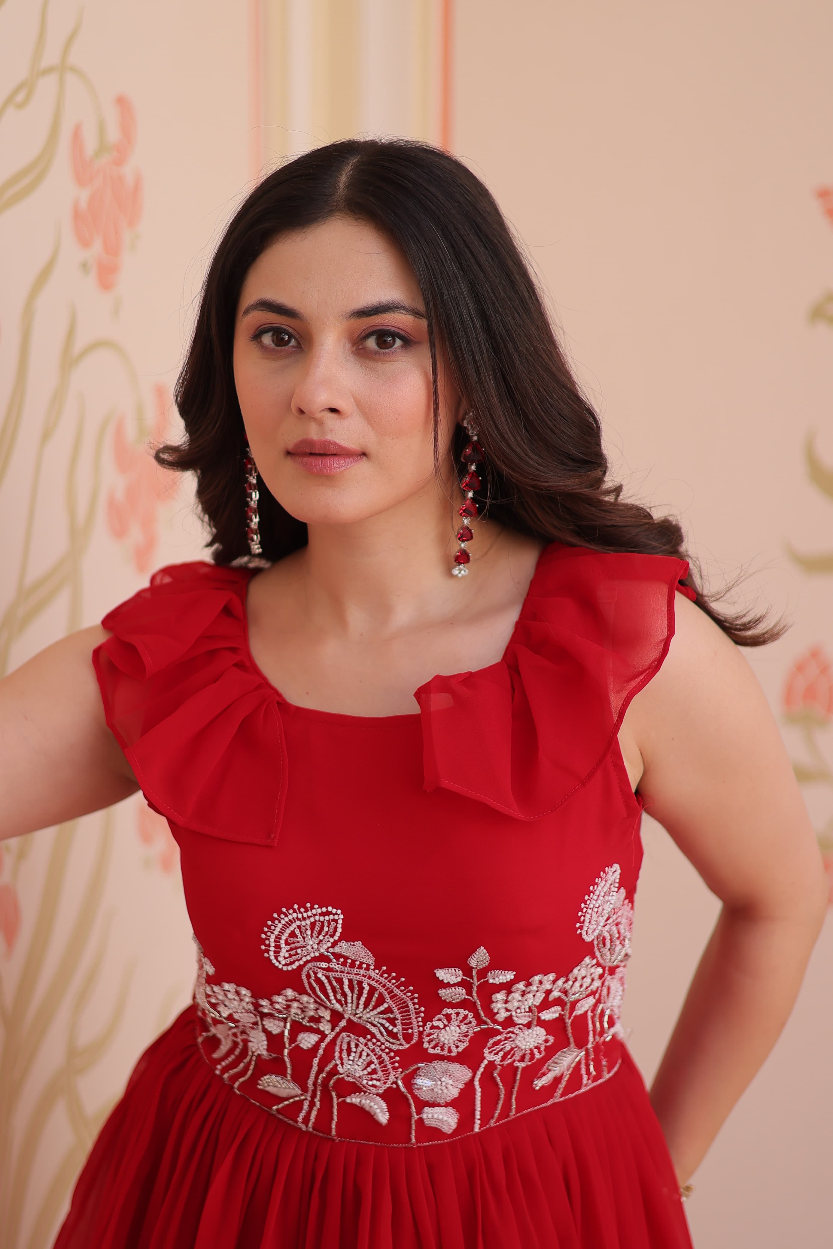 Lekha KA 1175 Faux Blooming Embroidered Peplum Style Gown Collection