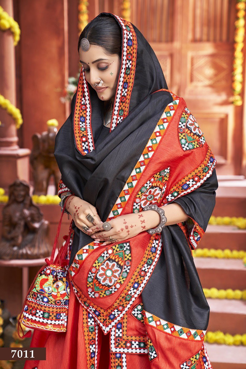 Aawiya Rajwadi Vol 3 D no. 7011 Art Silk Gamthi Work Traditional Look Lehenga Choli