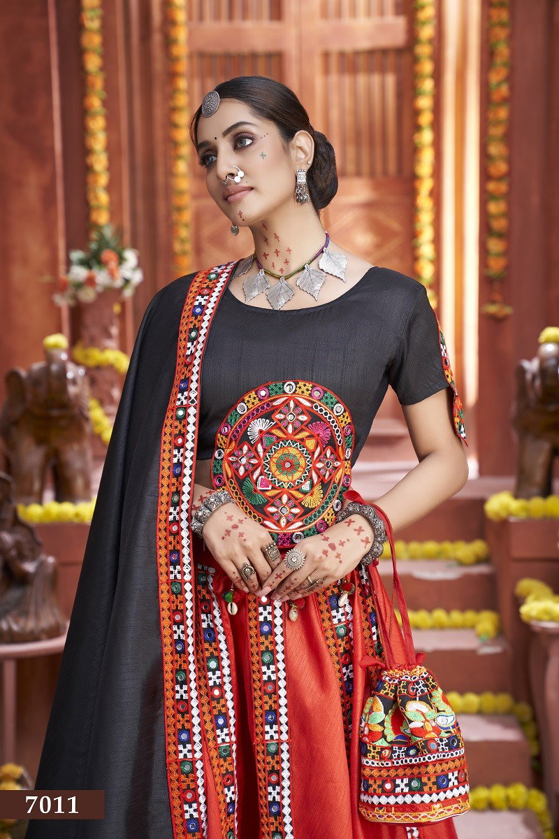 Aawiya Rajwadi Vol 3 D no. 7011 Art Silk Gamthi Work Traditional Look Lehenga Choli