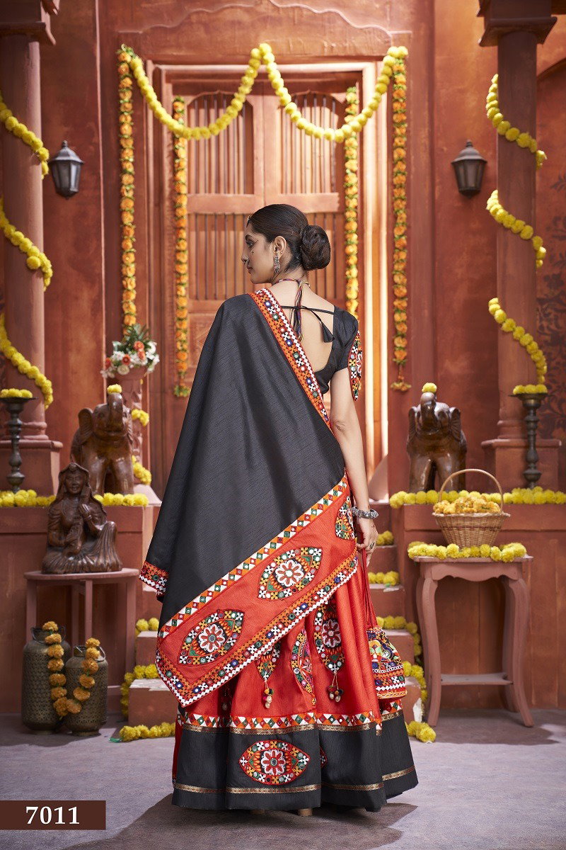 Aawiya Rajwadi Vol 3 D no. 7011 Art Silk Gamthi Work Traditional Look Lehenga Choli