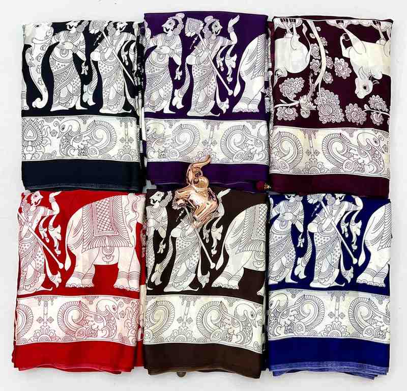 Kc 8003 Kutchi Ajrakh Semi Gaji Soft Silk Saree