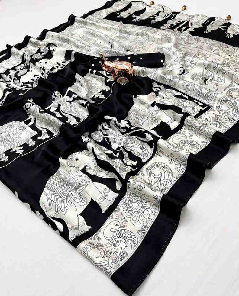 Kc 8003 Kutchi Ajrakh Semi Gaji Soft Silk Saree