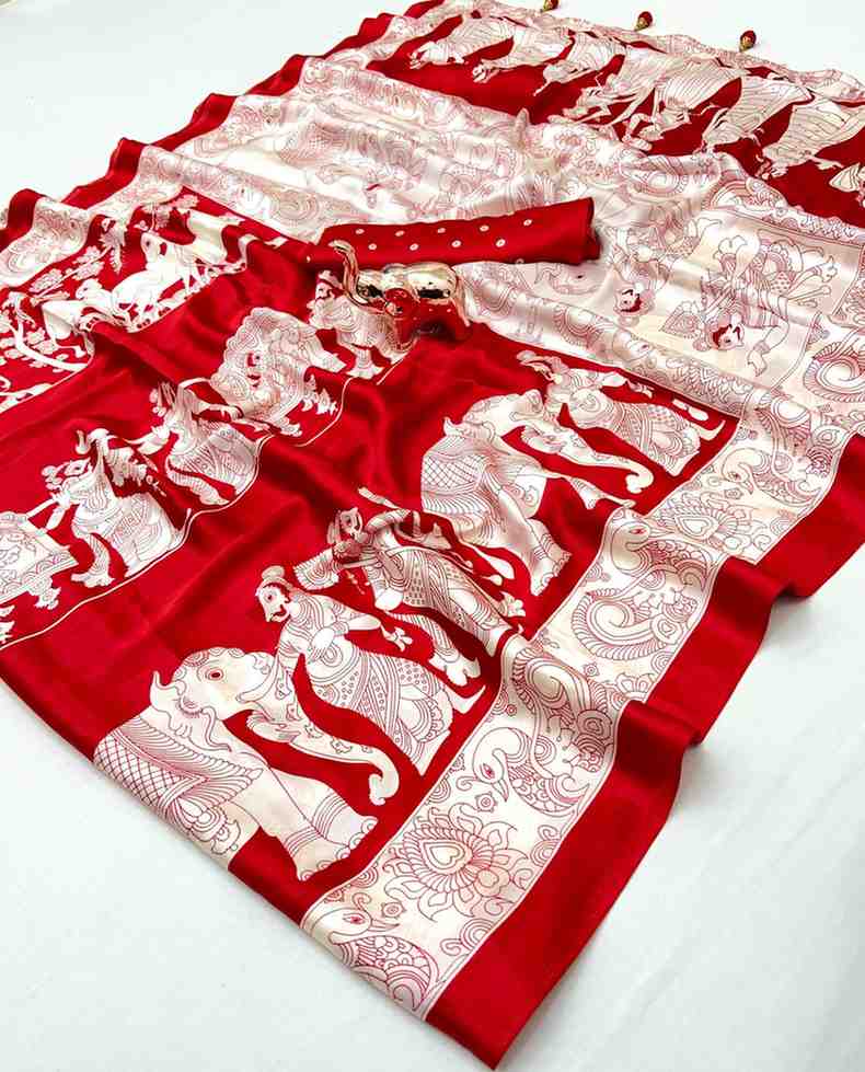 Kc 8003 Kutchi Ajrakh Semi Gaji Soft Silk Saree