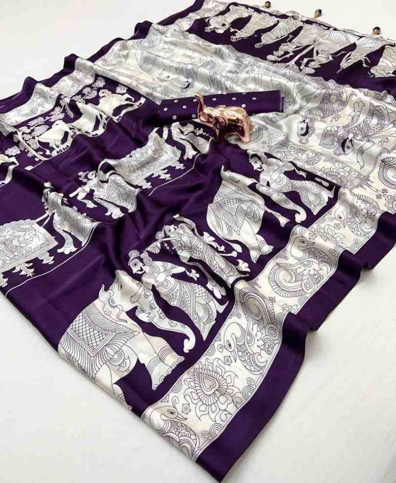Kc 8003 Kutchi Ajrakh Semi Gaji Soft Silk Saree