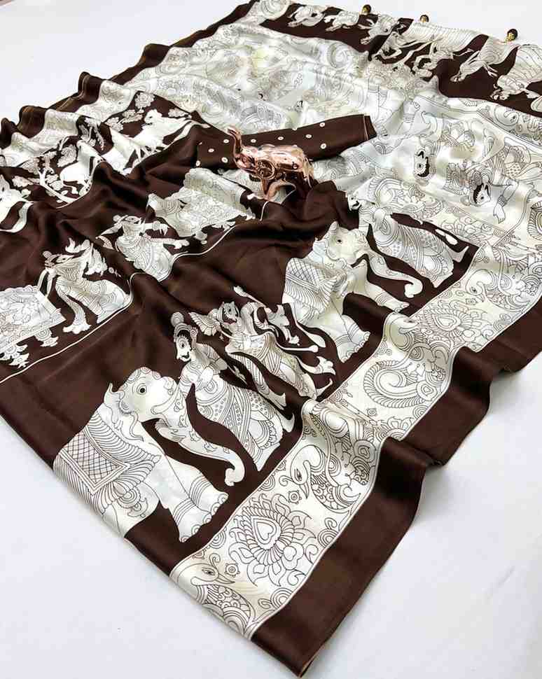 Kc 8003 Kutchi Ajrakh Semi Gaji Soft Silk Saree
