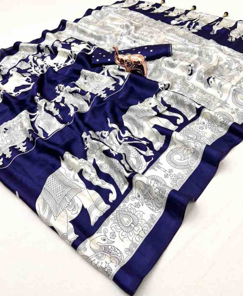 Kc 8003 Kutchi Ajrakh Semi Gaji Soft Silk Saree