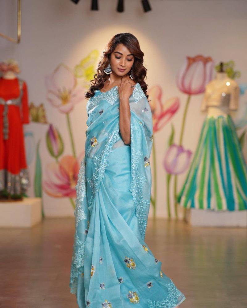 VT 722 T Satrangi Organza Embroidered Silk Saree