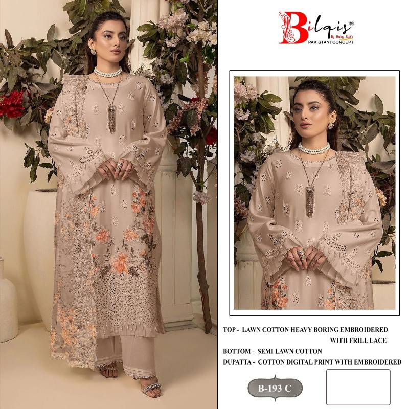 Bilqis B 193 Lawn Cotton Pakistani Salwar Kameez Collection