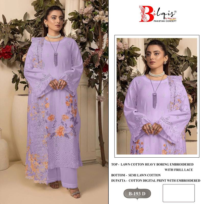 Bilqis B 193 Lawn Cotton Pakistani Salwar Kameez Collection