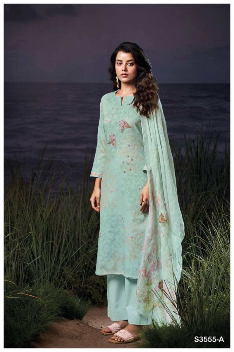 Ganga Evanna Cotton Linen Printed Embroidered Salwar Suit