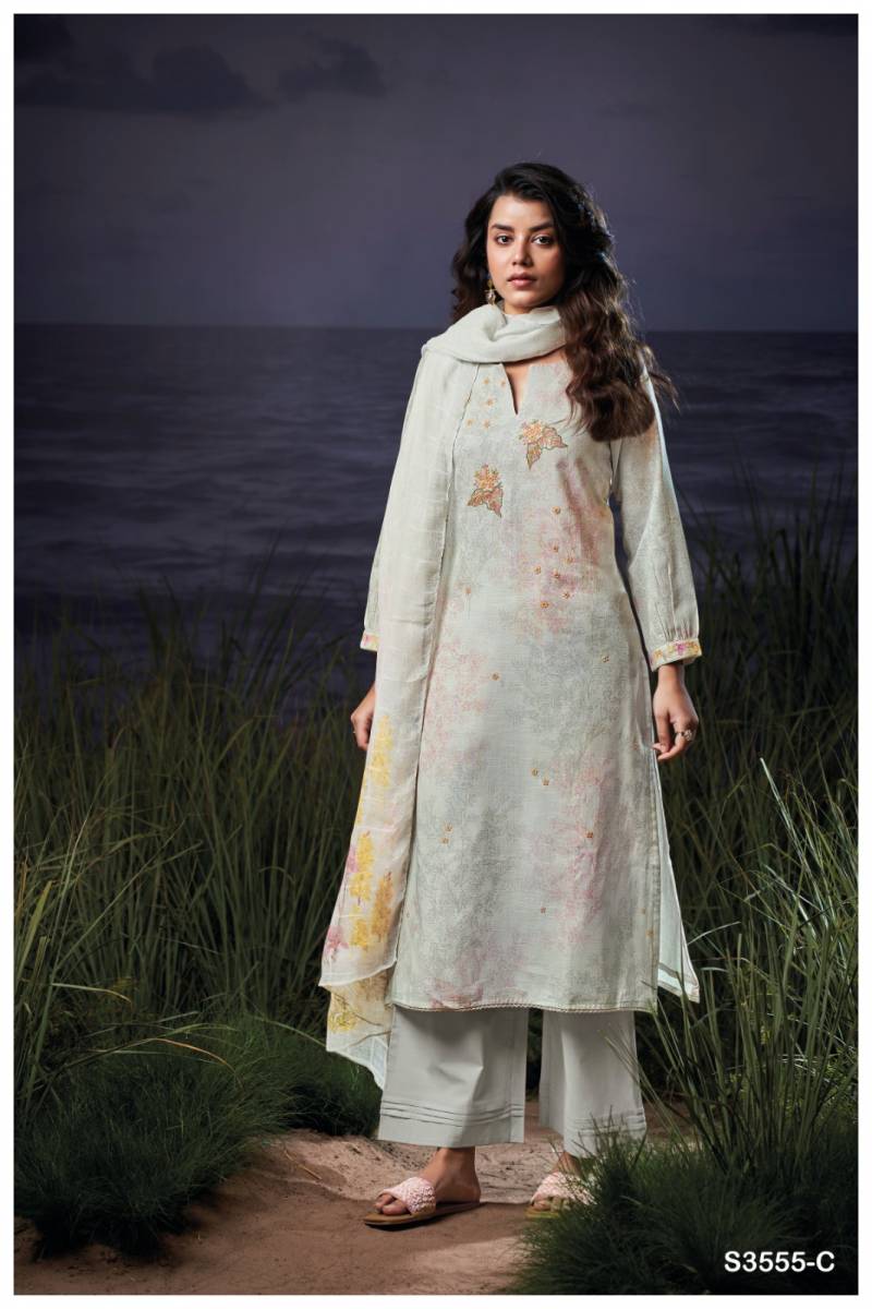 Ganga Evanna Cotton Linen Printed Embroidered Salwar Suit