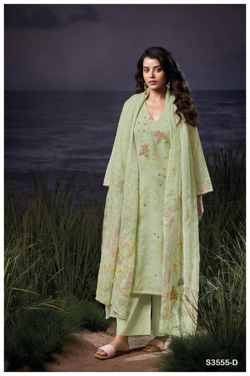 Ganga Evanna Cotton Linen Printed Embroidered Salwar Suit