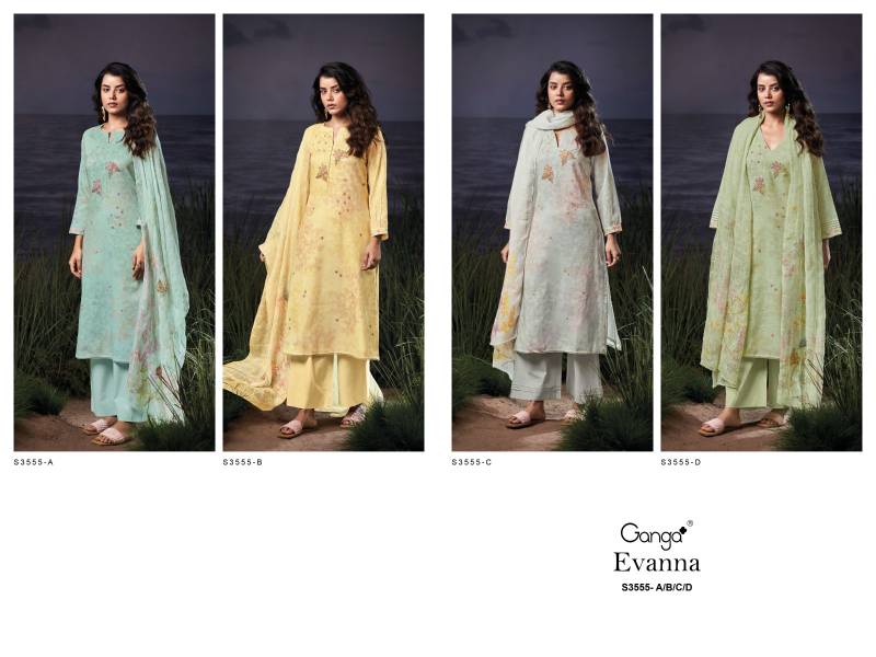 Ganga Evanna Cotton Linen Printed Embroidered Salwar Suit