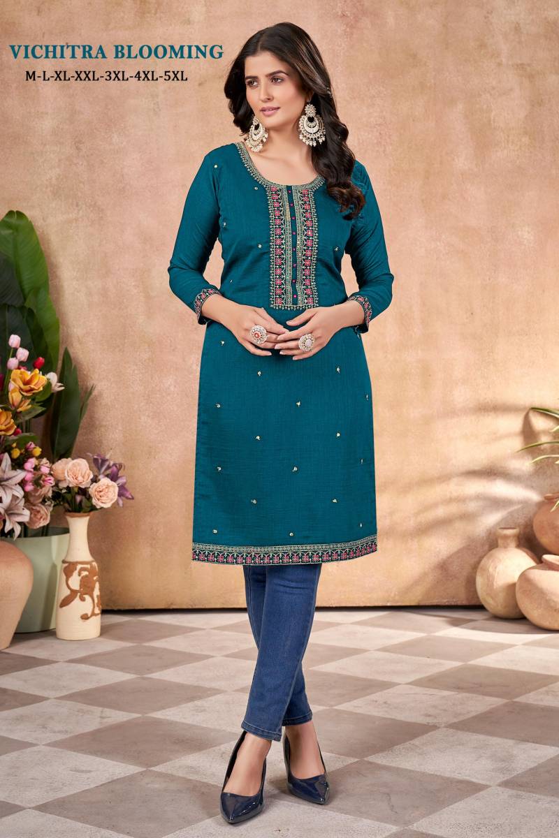 Vichitra Blooming Embroidered Casual Wear Kurti Collection