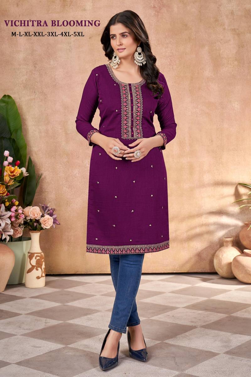 Vichitra Blooming Embroidered Casual Wear Kurti Collection