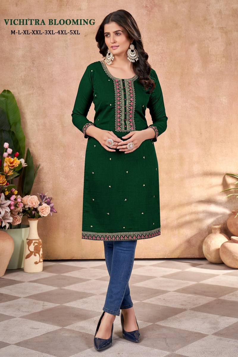 Vichitra Blooming Embroidered Casual Wear Kurti Collection