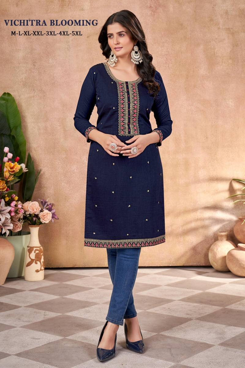 Vichitra Blooming Embroidered Casual Wear Kurti Collection
