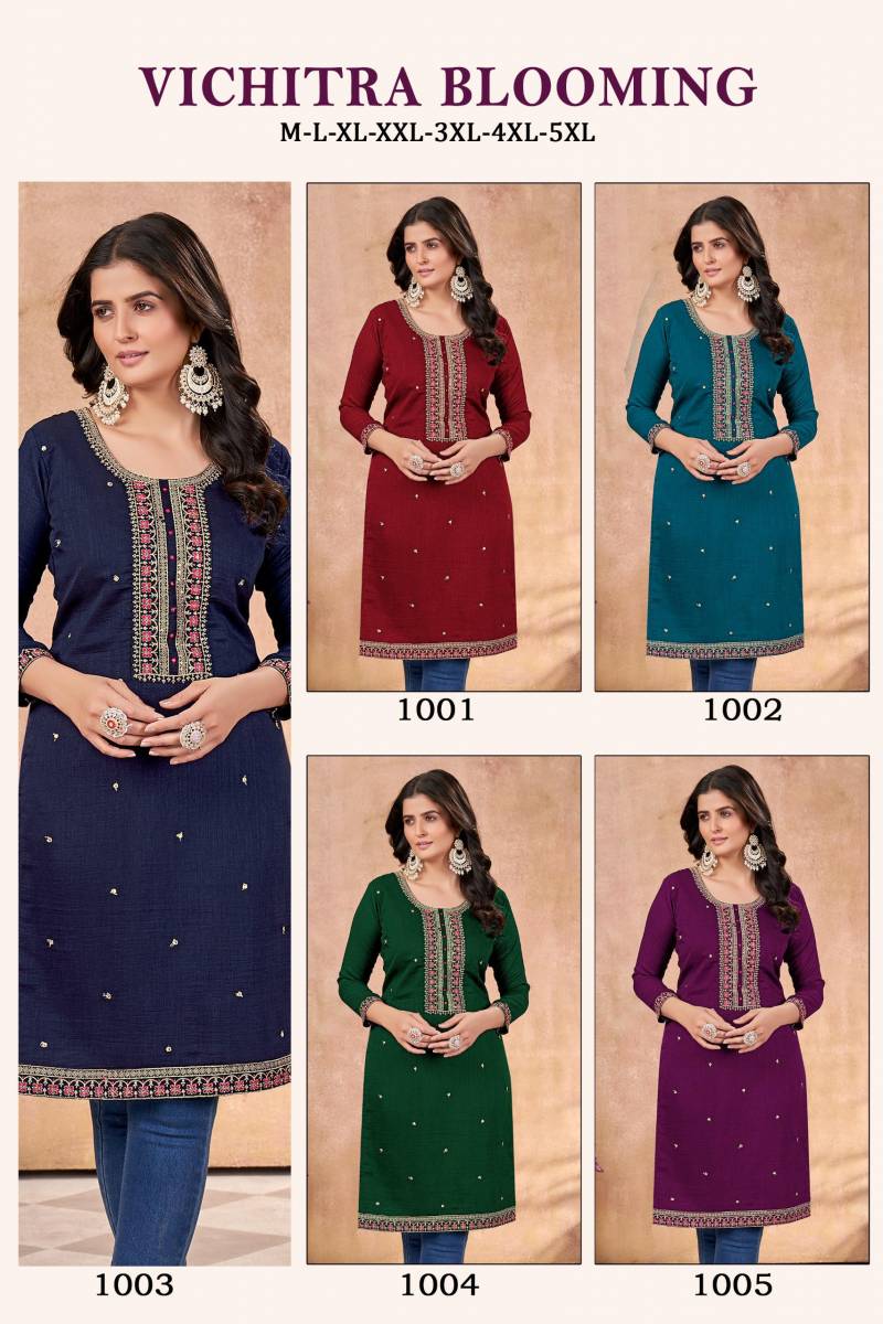 Vichitra Blooming Embroidered Casual Wear Kurti Collection