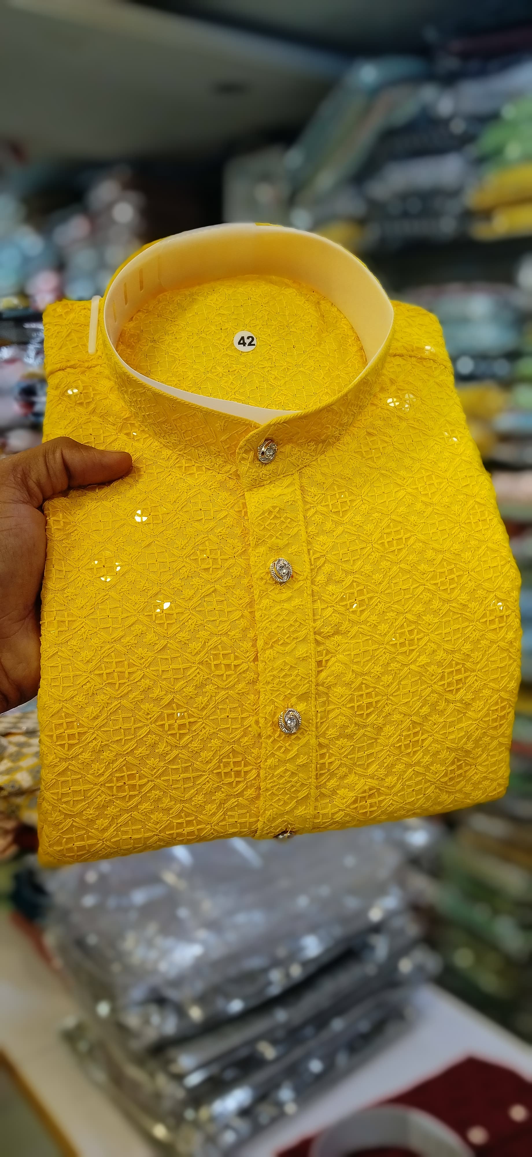 Festive Wear Rayon Viscose Sequence Work Mens Kurta Collection