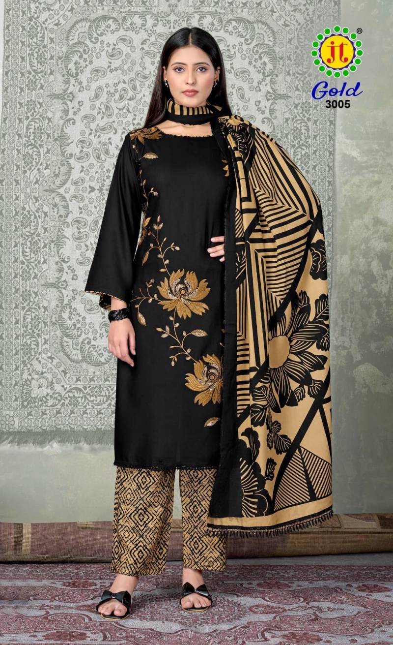 Jt Gold Vol 3 Rayon Embroidery Work Dress Material Collection