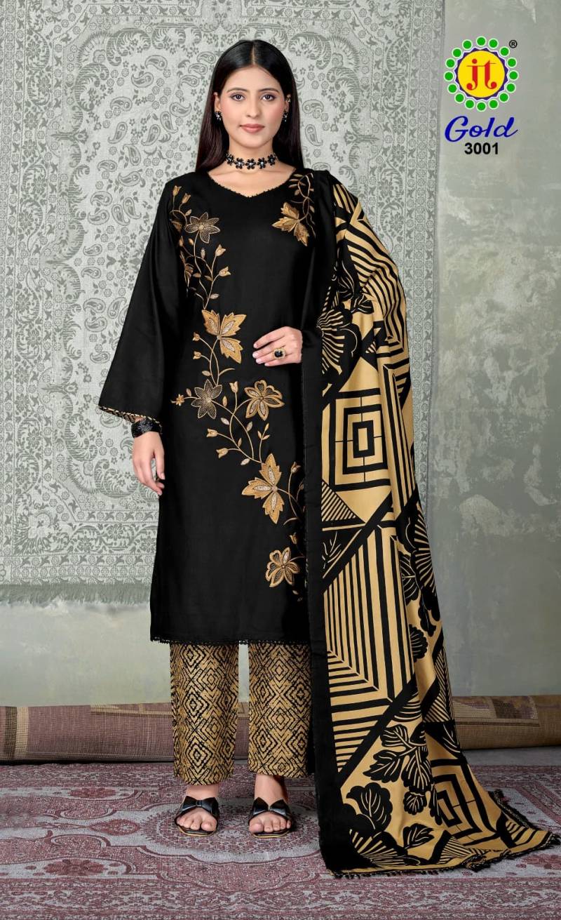 Jt Gold Vol 3 Rayon Embroidery Work Dress Material Collection