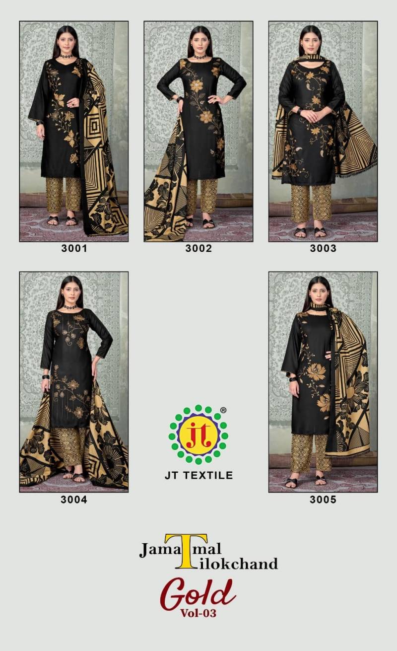 Jt Gold Vol 3 Rayon Embroidery Work Dress Material Collection